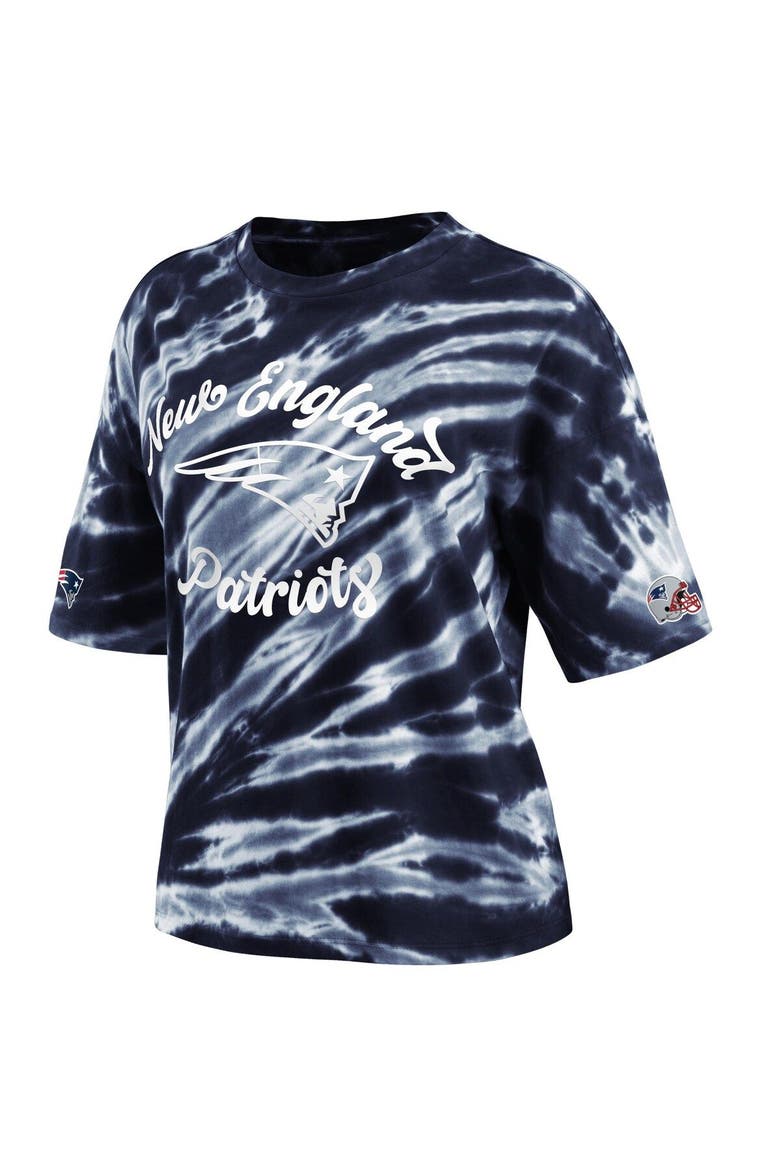 Women's WEAR by Erin Andrews Navy New England Patriots Tie-Dye T-Shirt, Alternate, color, NAVY