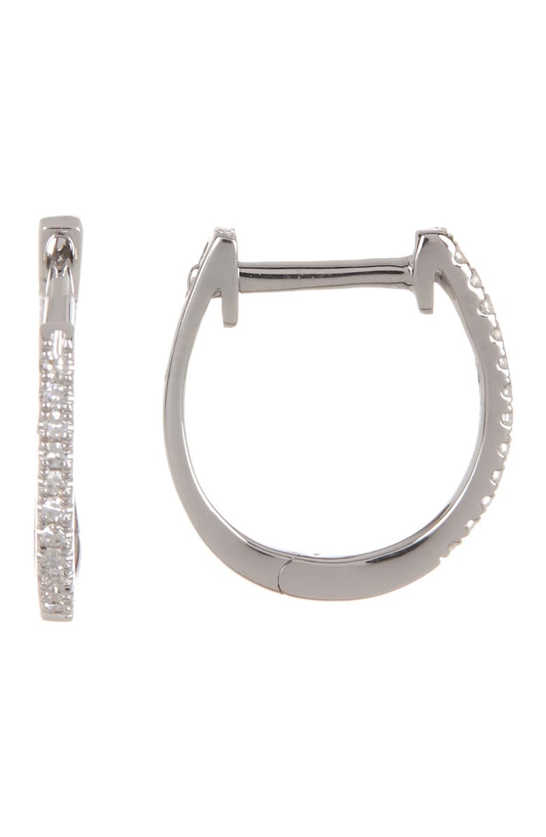 RON HAMI 14K White Gold Pave Diamond 11mm Huggie Hoop Earrings - 0.08 ctw, Main, color, 