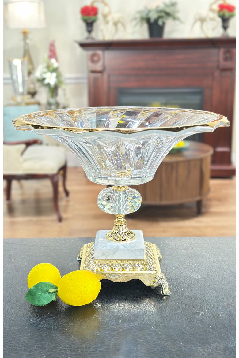 Footed Pedestal Bowl, Alternate, color, Amber