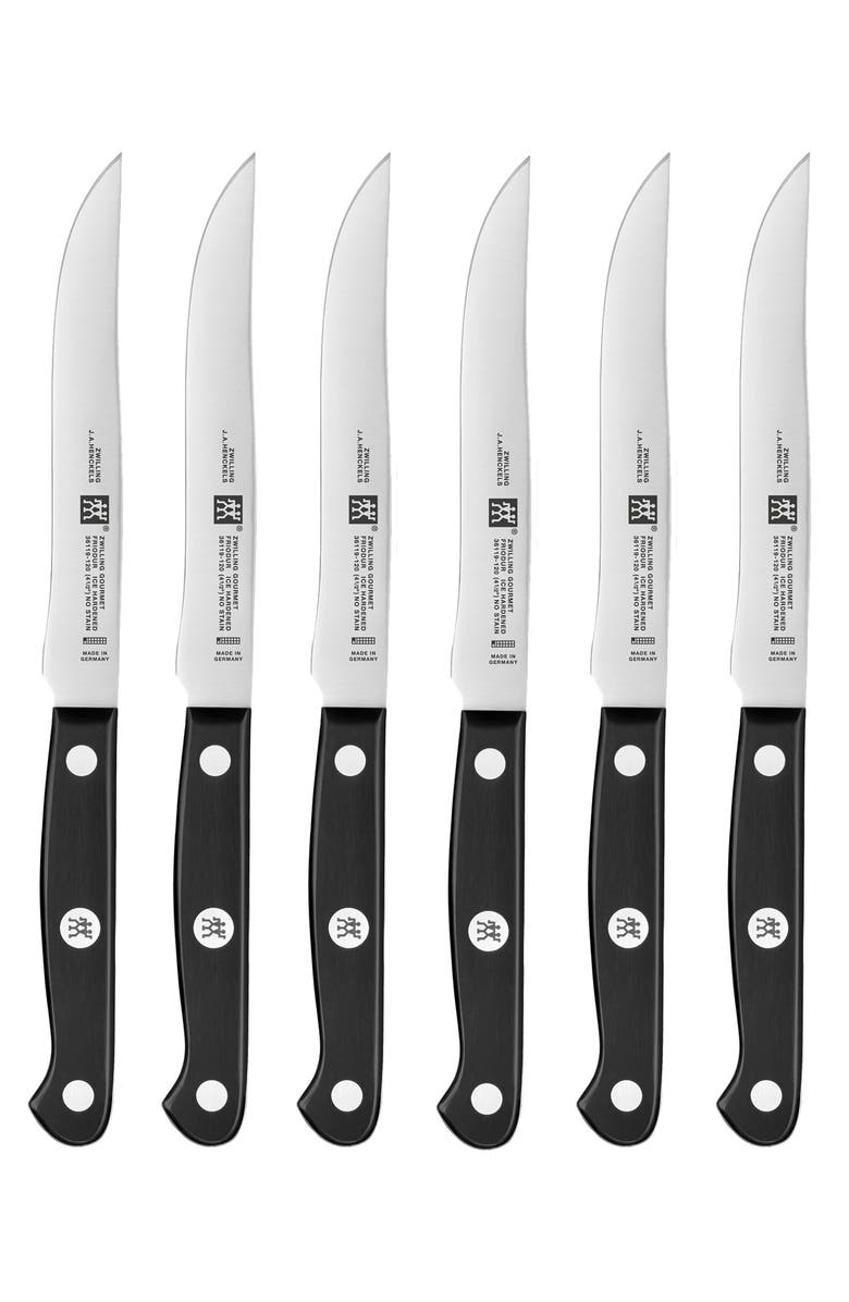 ZWILLING 6-Piece Gourmet Steak Knife Set, Main, color, Silver