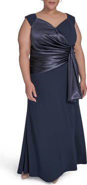 Eliza J Mixed Media Drape Detail Gown