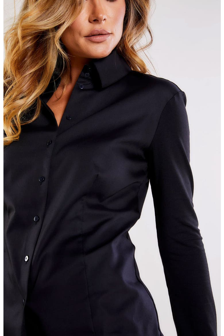 Alida Button Down Poplin Shirt, Alternate, color, Black
