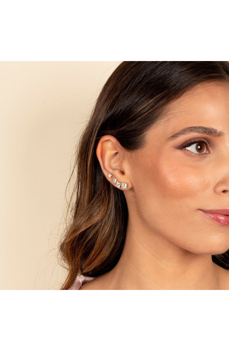 BY ADINA EDEN Lab Grown Diamond Princess Cut Four Prong Stud Earring 14K, Alternate, color,