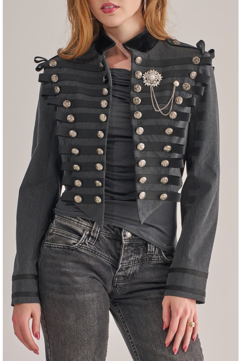 Bronwen Military Jacket, Alternate, color, BLACK