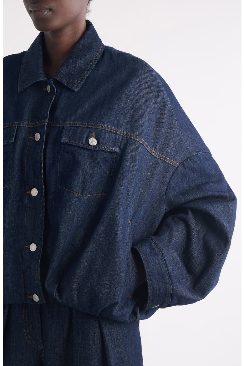 Vesto Bubble Hem Denim Jacket, Alternate, color, INDIGO