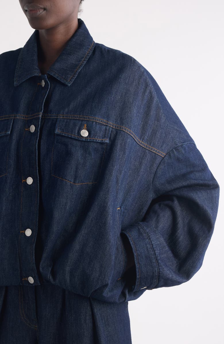 Dries Van Noten Vesto Bubble Hem Denim Jacket, Alternate, color, Indigo