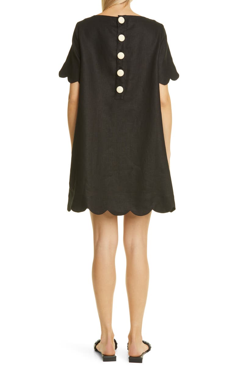 Lisa Marie Fernandez Scallop Button Linen T-Shirt Dress, Alternate, color, 