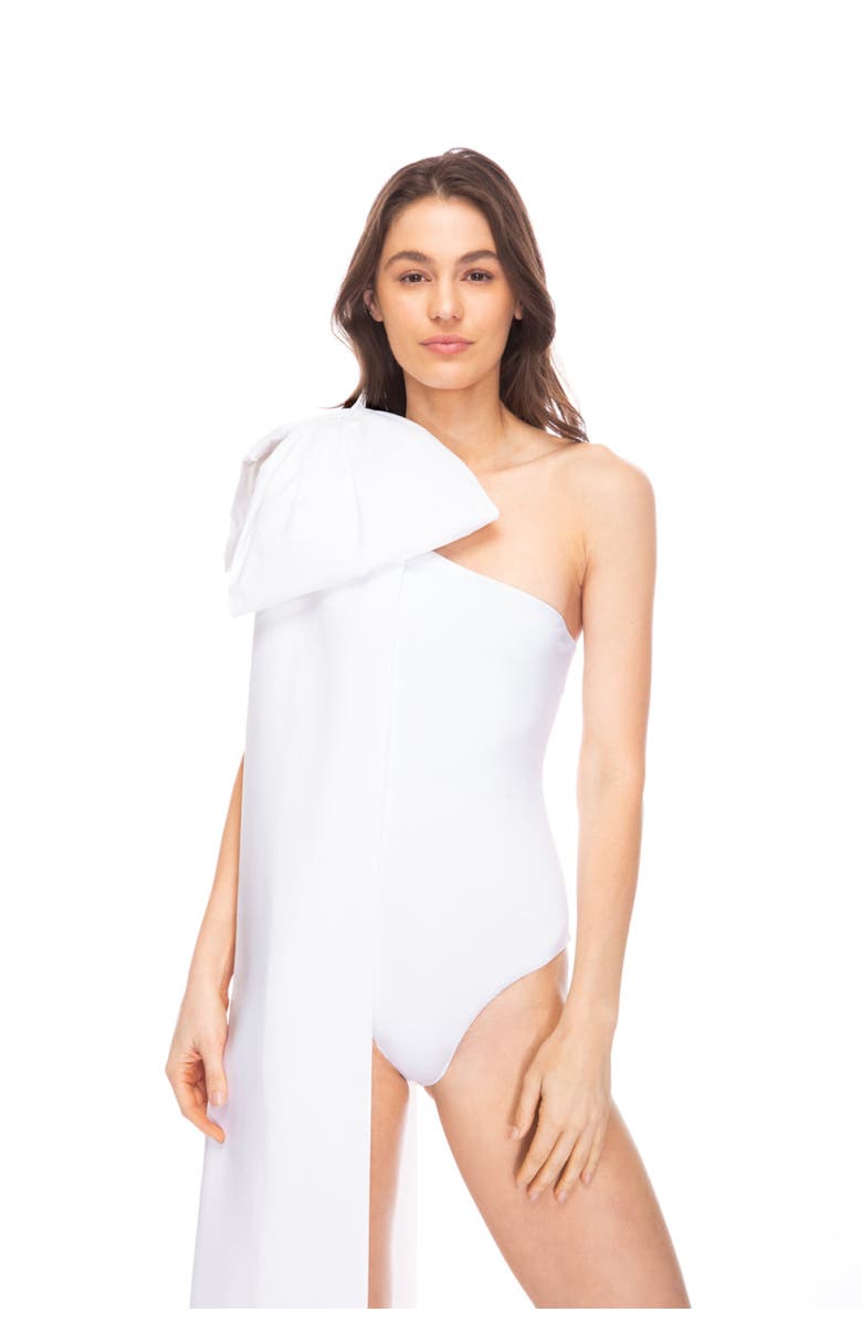 TABACARU Milly White One-Piece Swimsuit, Alternate, color, White With White Bow