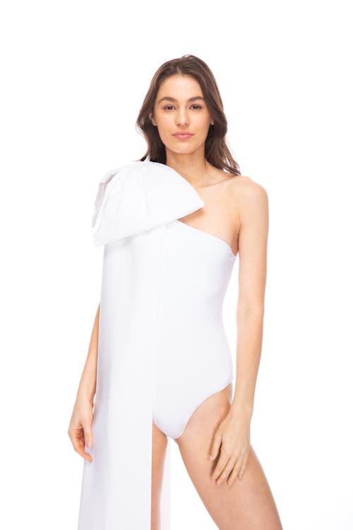 Tabacaru Milly White One-piece Swimsuit In White With White Bow