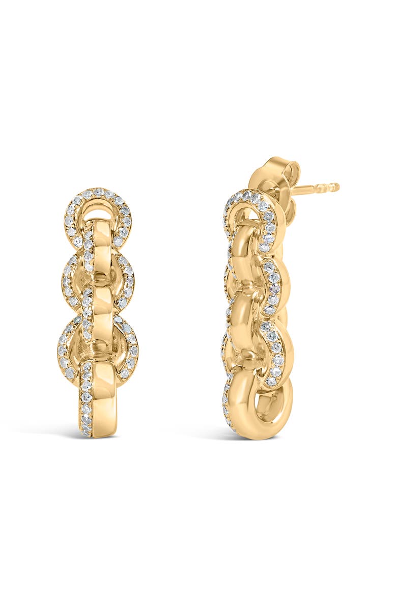14K Yellow Gold Plated Silver 3/4 Cttw Diamond Chain Link Drop Earrings, Main, color, Yellow