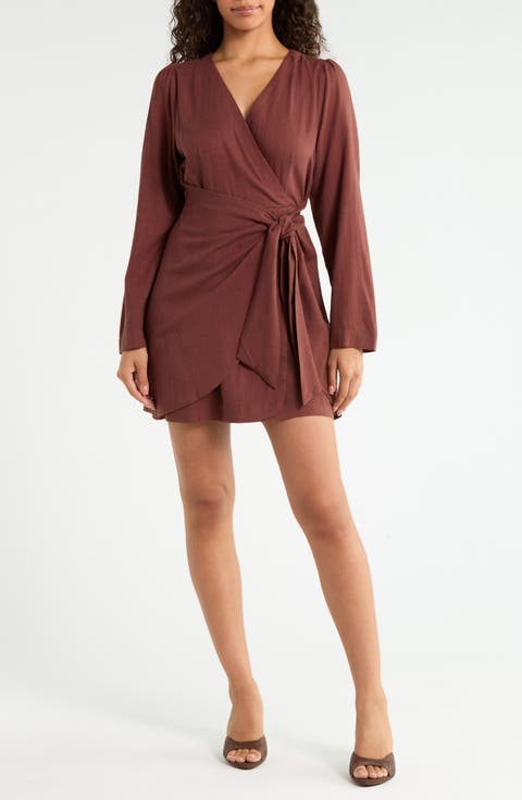 Raelynn Long Sleeve Faux Wrap Dress
