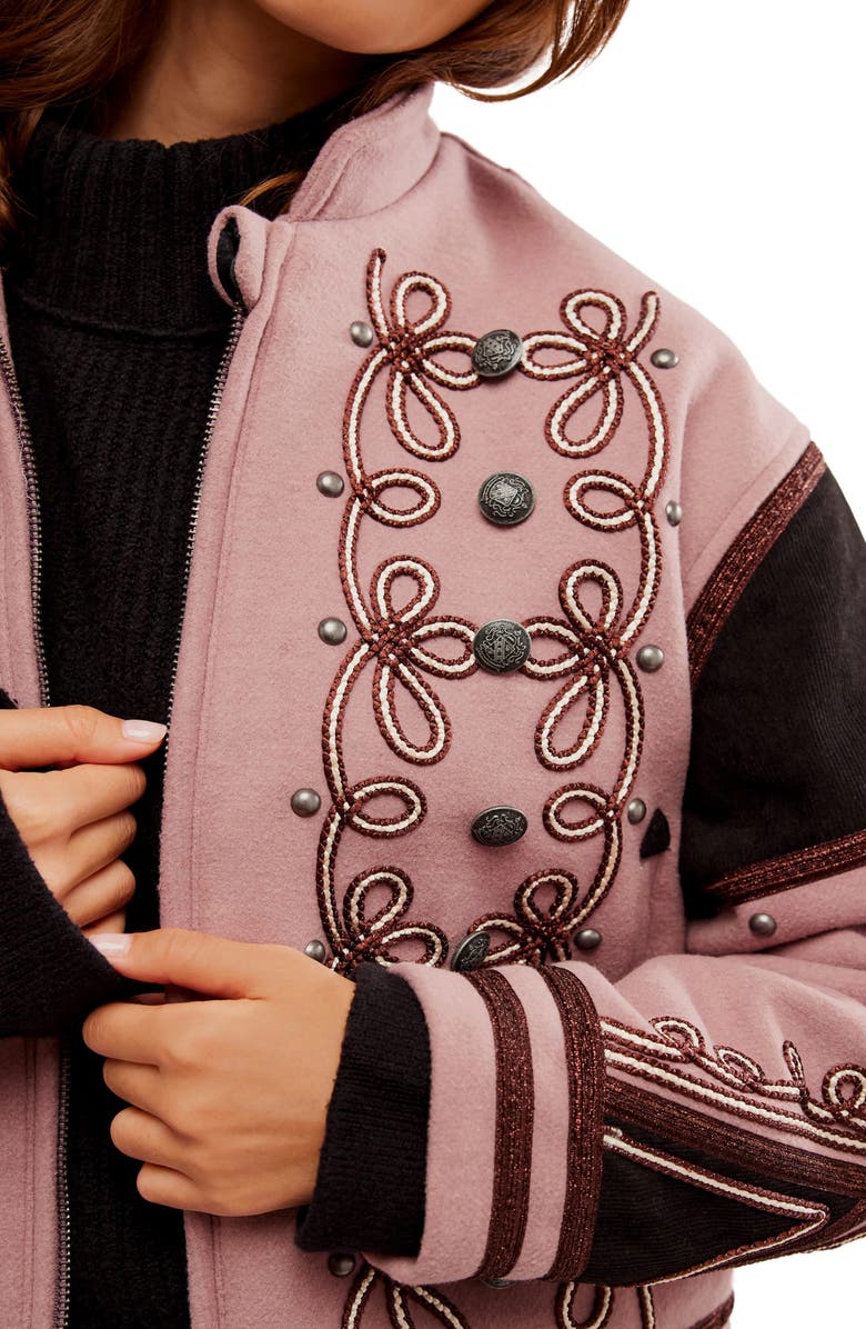 Free People Boy Band Bomber Jacket, Alternate, color, 