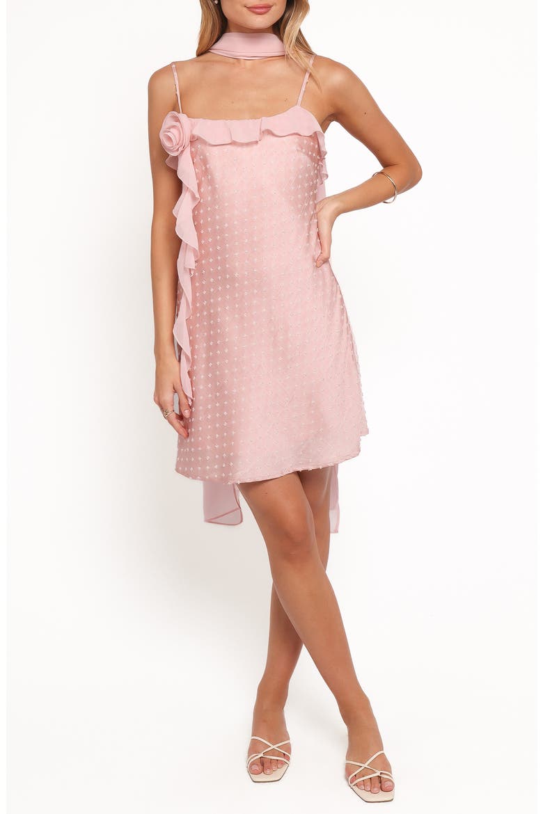 Suki Ruffle Trim Minidress & Scarf Set, Main, color, PEACH