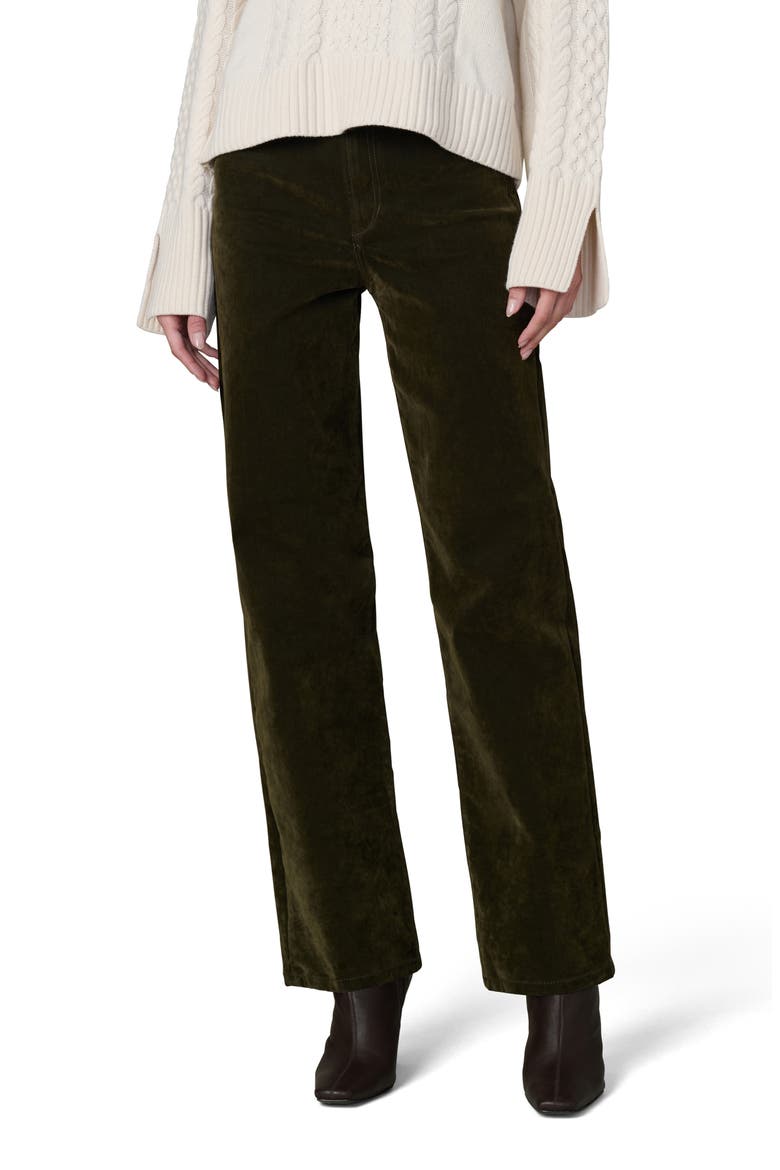 The Margot Flocked High Waist Straight Leg Jeans, Main, color, OLIVE