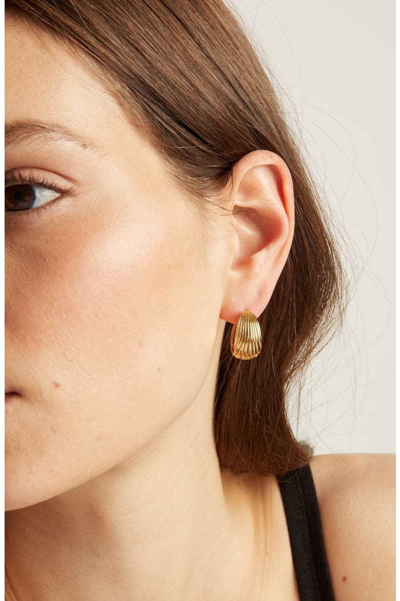 Shell Hinged Hoop Earrings, Alternate, color, Yellow