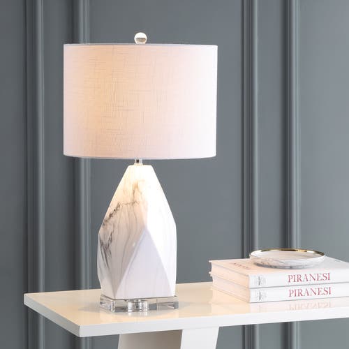 Jonathan Y Oslo 25.5" Ceramic Marble/crystal Led Table Lamp In White