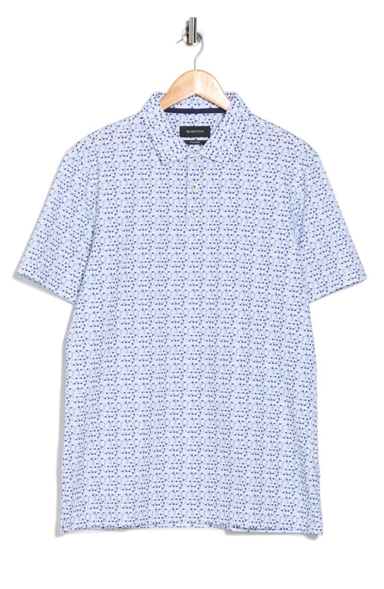 Bugatchi Victor Short Sleeve 8-Way Stretch OoohCotton<sup>®</sup> Knit Button-Up Shirt, Alternate, color, Air Blue