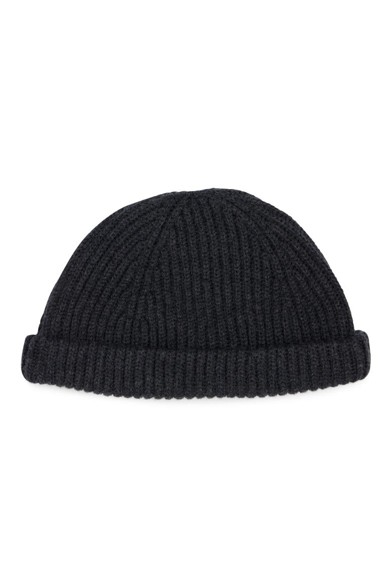Logo Merino Wool Rib Beanie, Alternate, color, DARK GREY