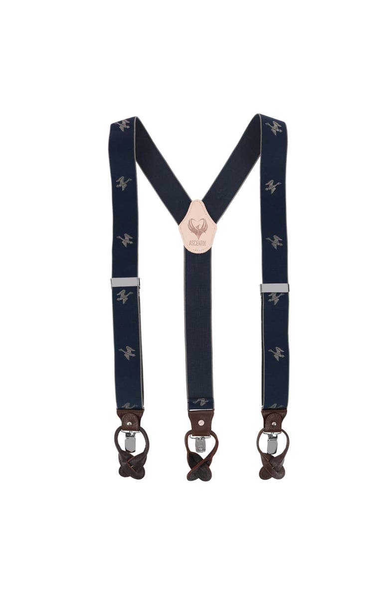 Ascentix Men's Flying Duck Convertible Clip End Suspenders, Main, color, Navy