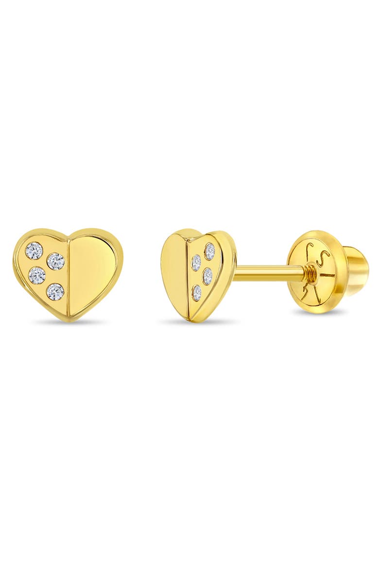 14k Sweet Heart Encrusted Earrings, Main, color, Gold