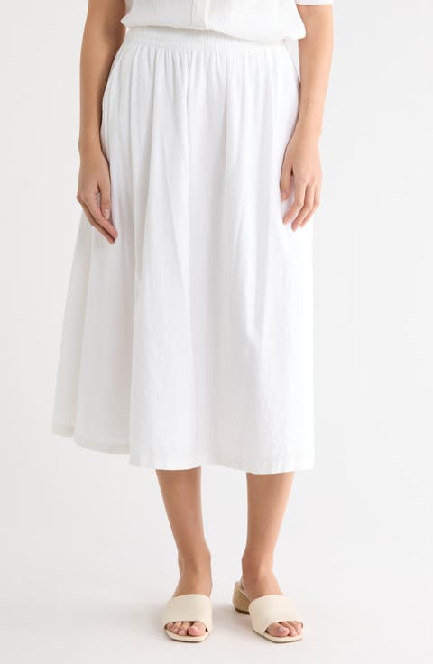 Linen Blend Pull-On Skirt
