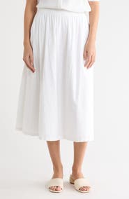 Caslon® Yarn Dye Linen Blend Midi Skirt