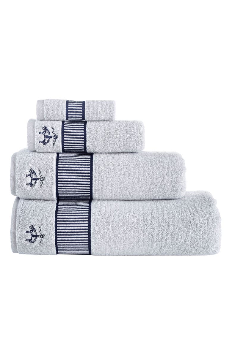 Brooks Brothers Fancy Border Turkish Cotton Bath Towel, Alternate, color, Silver