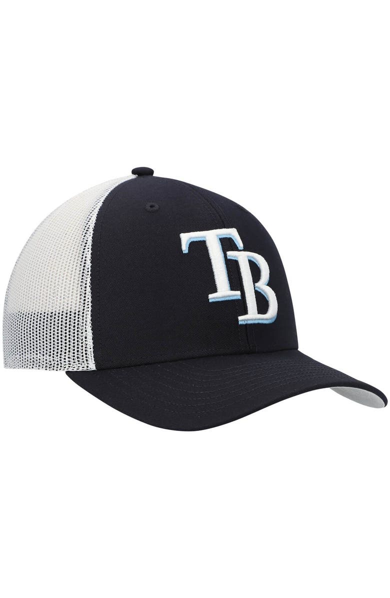'47 Men's '47 Navy/White Tampa Bay Rays Primary Logo Trucker Snapback Hat, Alternate, color,