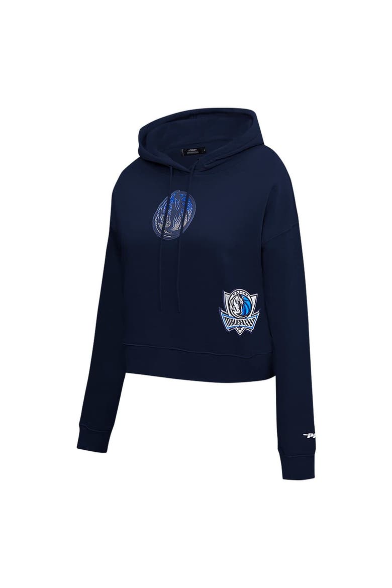 Women's Pro Standard Navy Dallas Mavericks Jewels Cropped Pullover Hoodie, Alternate, color, Navy