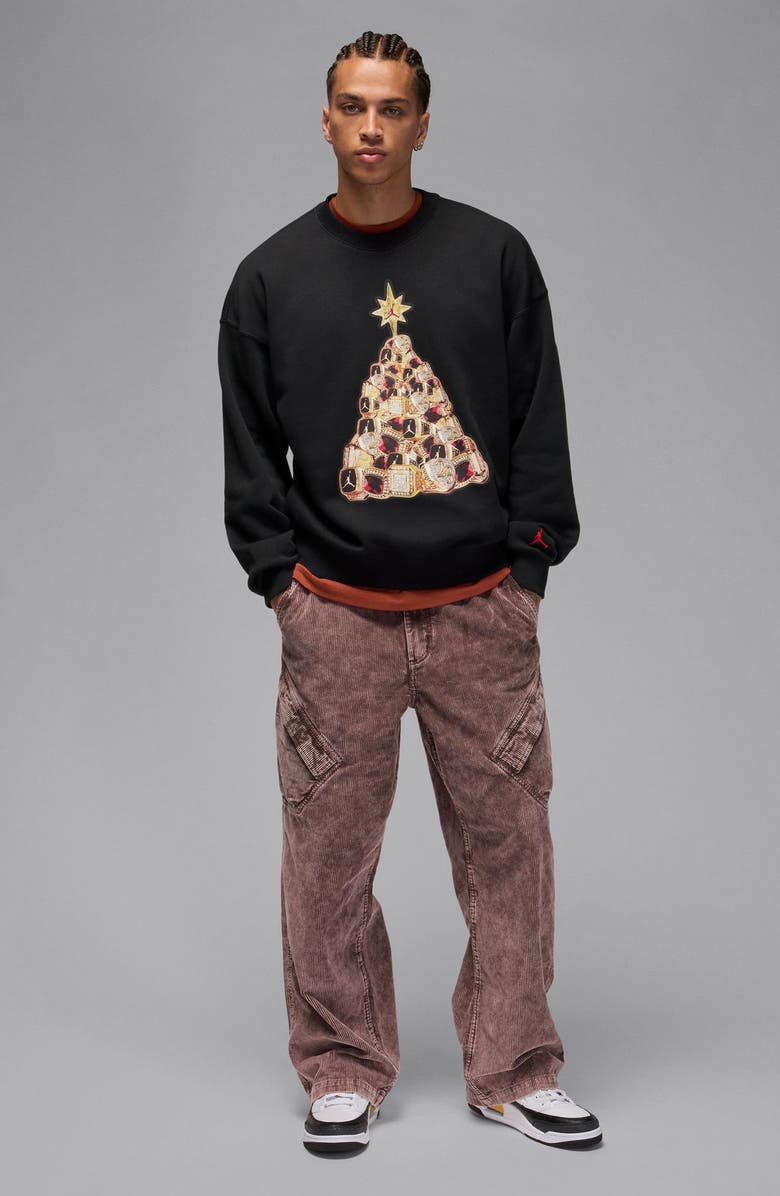 Jordan Holiday Tree Graphic Sweatshirt, Alternate, color, Black/ Gym Red