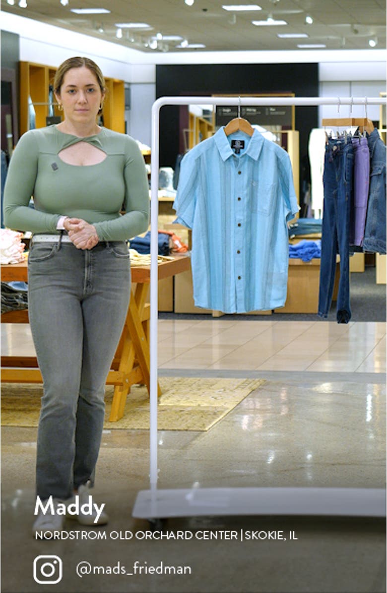 Kids' Flaxstone Stripe Short Sleeve Button-Up Shirt, sales video thumbnail