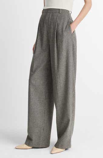 Vince Wool Blend Houndstooth High Rise Trousers
