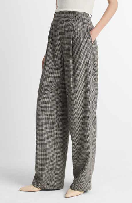 Vince Wool Blend Houndstooth High Rise Trousers