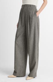 Vince Wool Blend Houndstooth High Rise Trousers