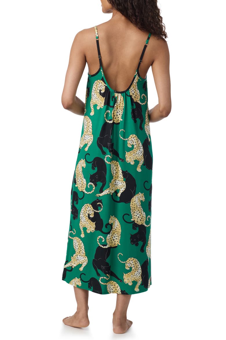 Low Back Stretch Satin Chemise, Alternate, color, GRN PRT