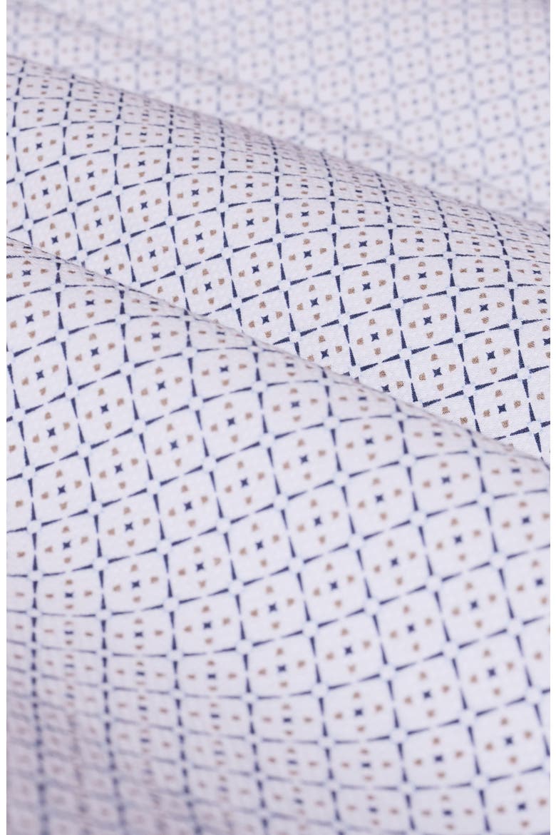 Alvin Shaped Fit Geo Print Button-Up Shirt, Alternate, color, WHITE