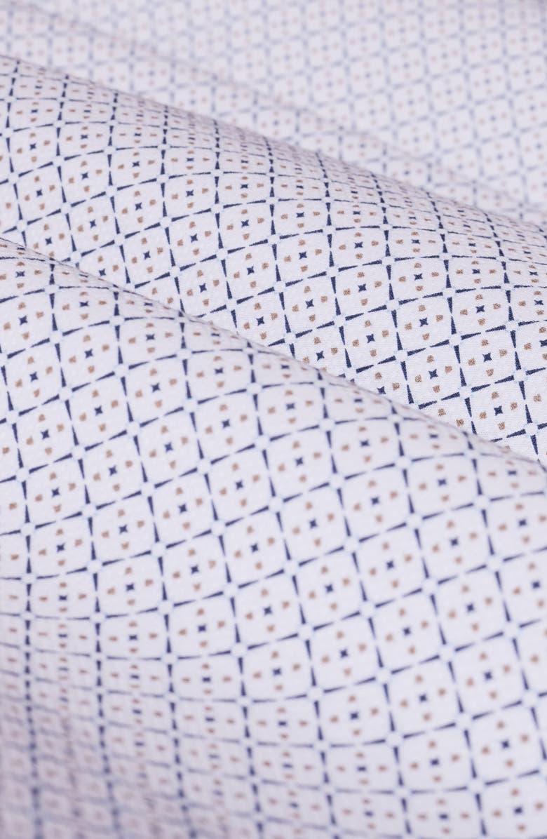 Bugatchi Alvin Shaped Fit Geo Print Button-Up Shirt, Alternate, color, White