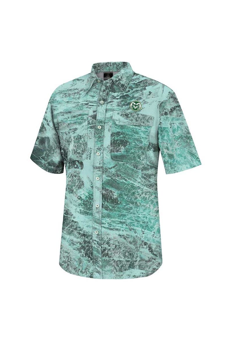 Men's Colosseum  Green Colorado State Rams Realtree Aspect Charter Full-Button Fishing Shirt, Alternate, color, Green
