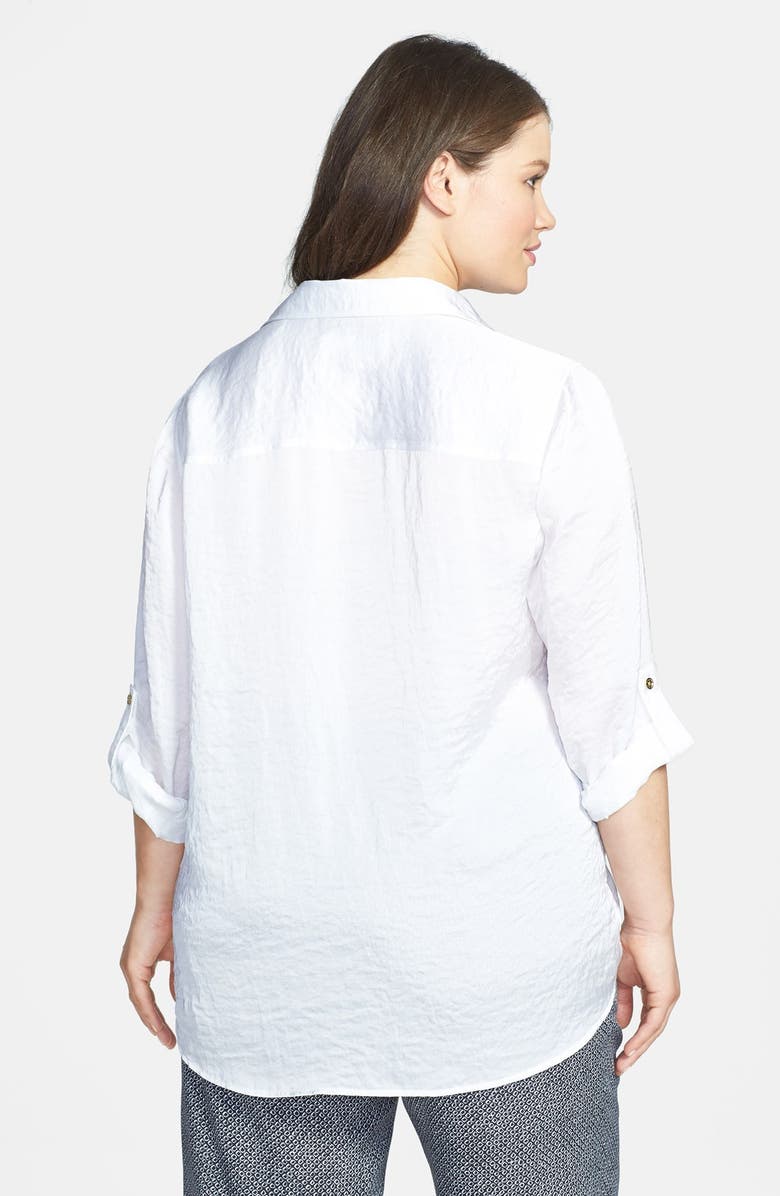 MICHAEL Michael Kors Roll Sleeve Hammered Satin Shirt, Alternate, color, 