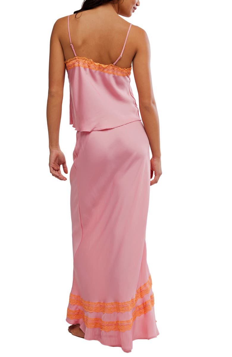Free People Wish You Were Here Camisole & Maxi Skirt Pajamas, Alternate, color, Neon Grapefruit Comb