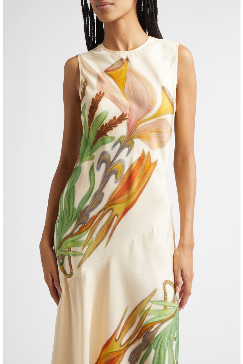 Gaea Botanical Silk Midi Dress, Alternate, color, INNER NATURE