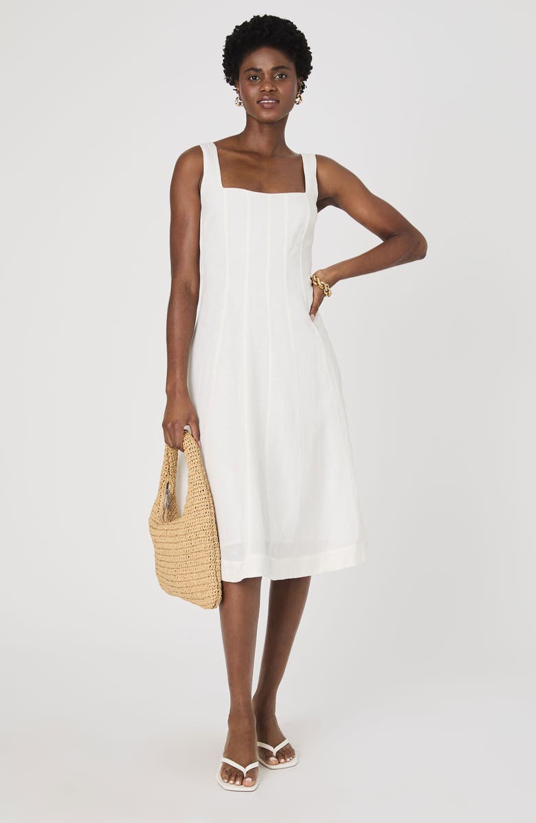 French Connection Birdie Linen Blend Midi Dress, Alternate, color, 