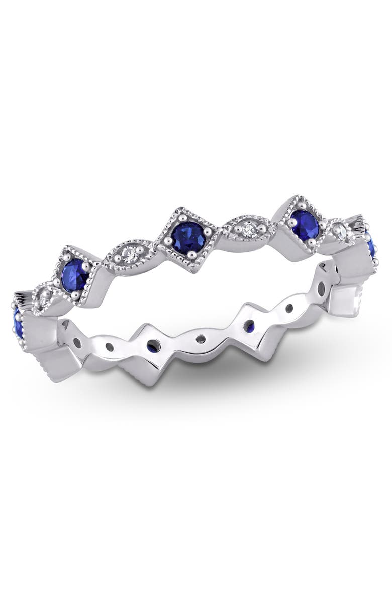 Julianna B. Gemstone & Diamond Eternity Ring 10k, Main, color, Created Sapphire/White Gold