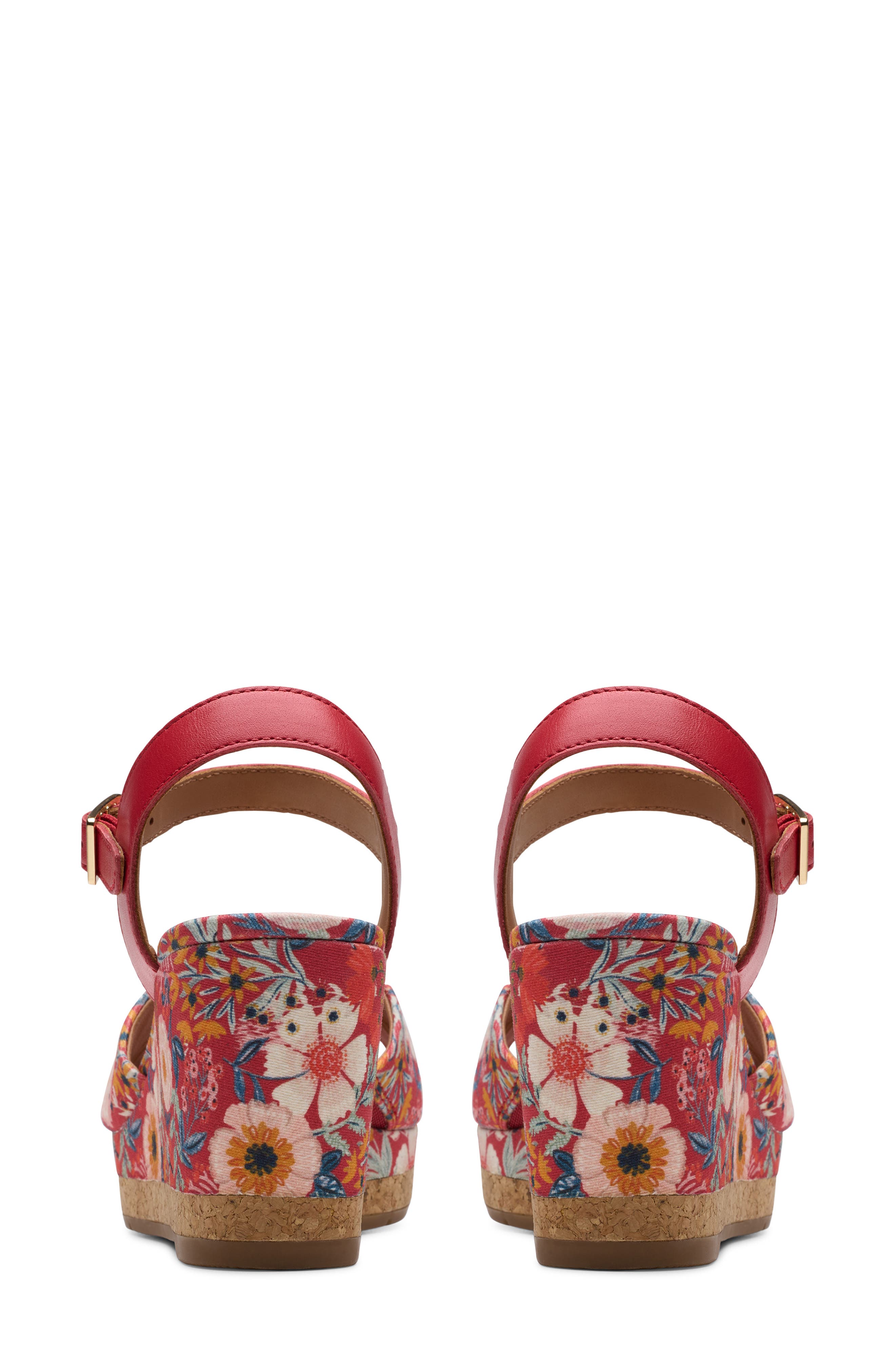 Chicly Floral Wedge Sandal, Alternate, color, RED PRINT