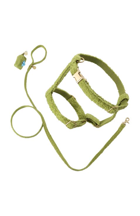 Teddy Bouclé Adjustable H Harness and Leash Walk Set with Poop Bag Pouch