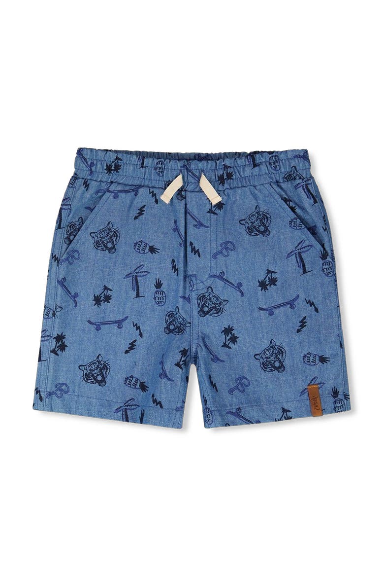 Elastic Waist Skateboards Chambray Shorts, Main, color, Blue Chambray Skate Boards