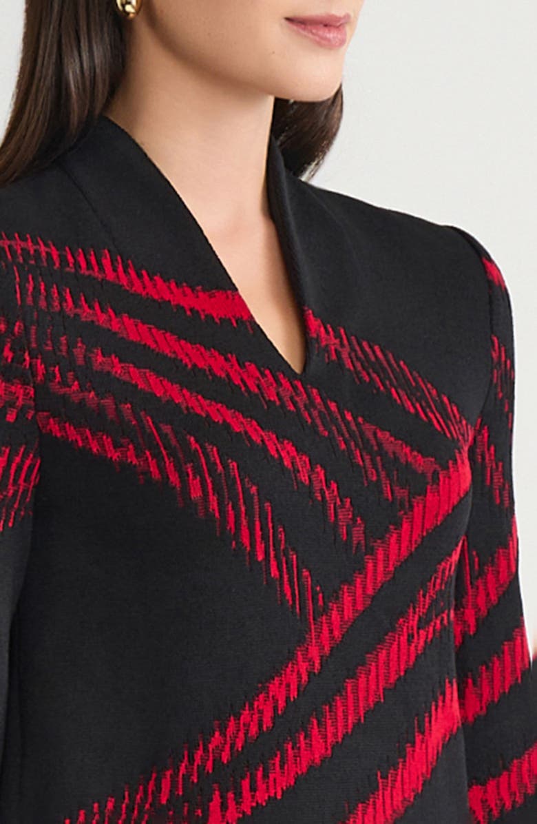 Ming Wang Two-Tone Jacquard Soft Knit Tunic, Alternate, color, Holiday/Black