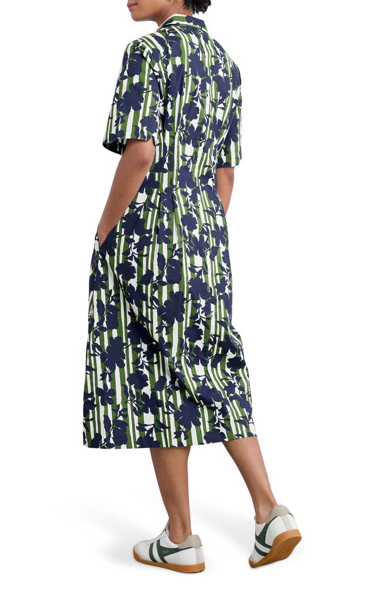 Seasalt Cornwall Wild Liquorice Organic Cotton Midi Shirtdress, Alternate, color, Camellia Stripe Forest Green