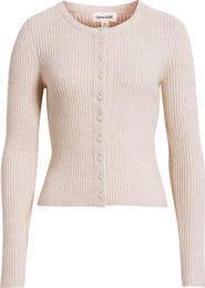 Open Edit Ribbed Crewneck Cardigan