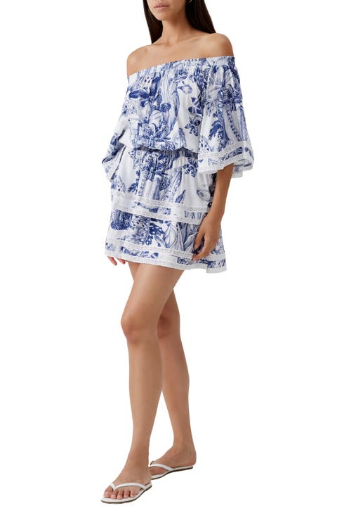 Micha Floral Off the Shoulder Cover-Up Minidress